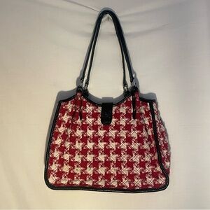 Vera Bradley Americana Red/white with black trim tote magnetic snap purse/ Bag